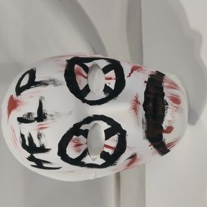 Hand painted OOAK HELP sad creepy mask